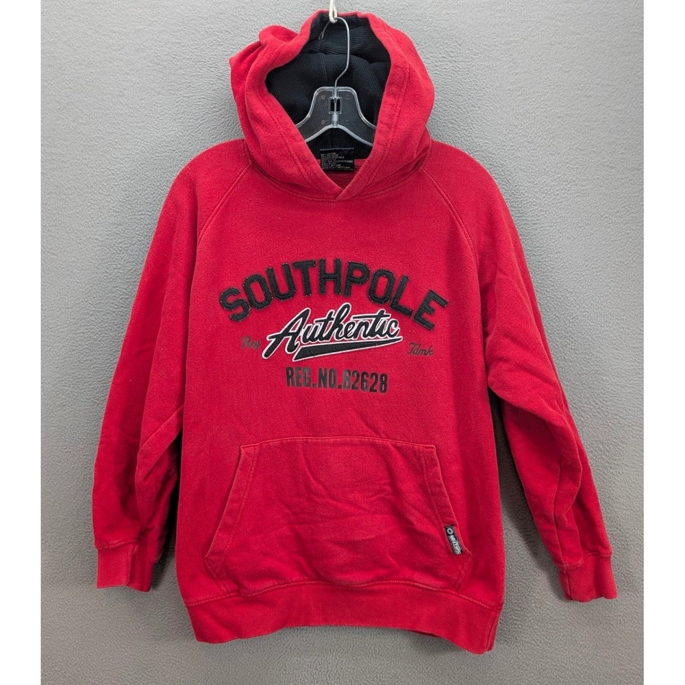 Vintage South Pole Hoodie Sweatshirt Women's L 16-18 Red Y2K Streetwear Outdoor - Picture 3 of 8